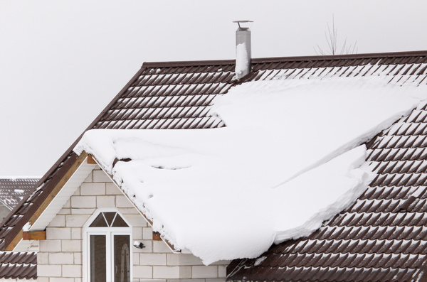 snow on roof in winter