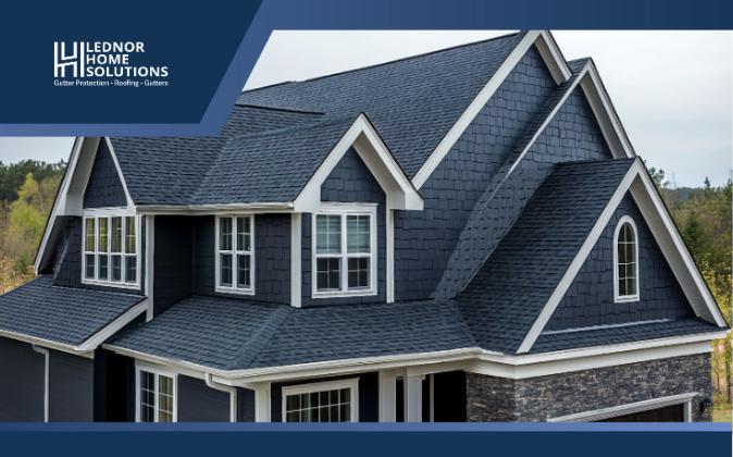 Blue rooftop in a two-story house